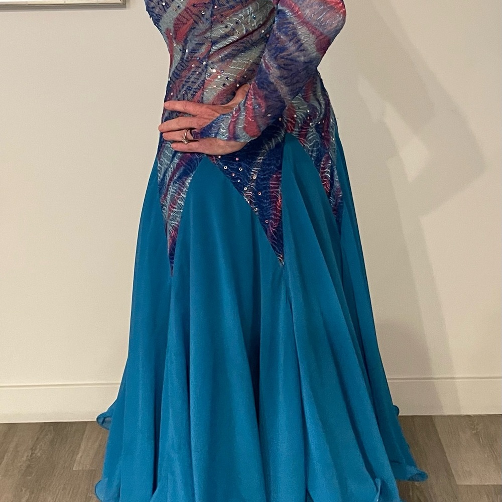 Vibrant Multicolor Ballroom Dance Dress - Picture 9 of 16